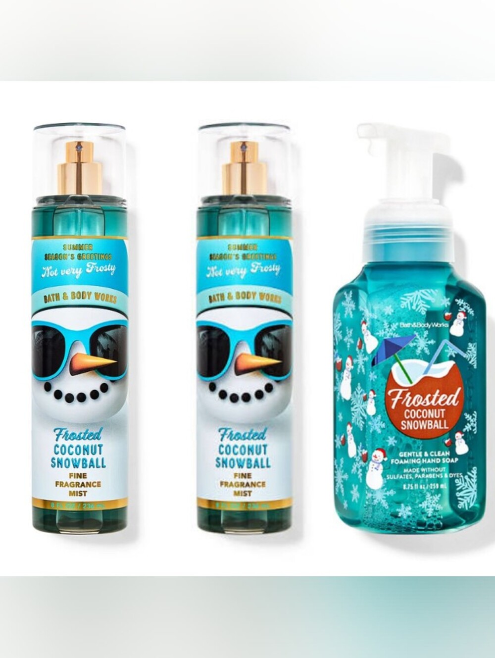 Bath & Body Works Frosted Coconut Snowball Mist & Foam in Teal Blue